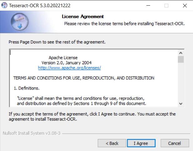 Install Tesseract, Figure 4: Tesseract License