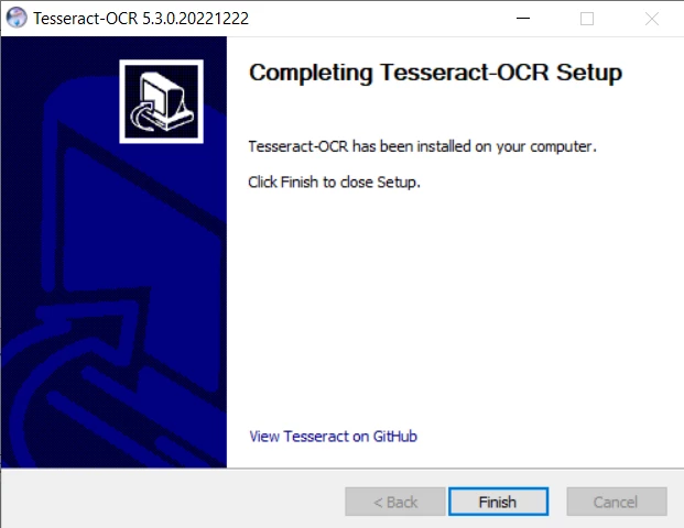 Install Tesseract, Figure 9: Tesseract Installer